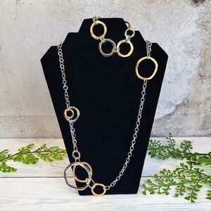Gold and Silver Circle Necklace and Bracelet Set By Premier Designs